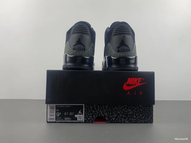 Rep TBkick CK9246-168 Jordan Air 3 Black Retro Cat 0803